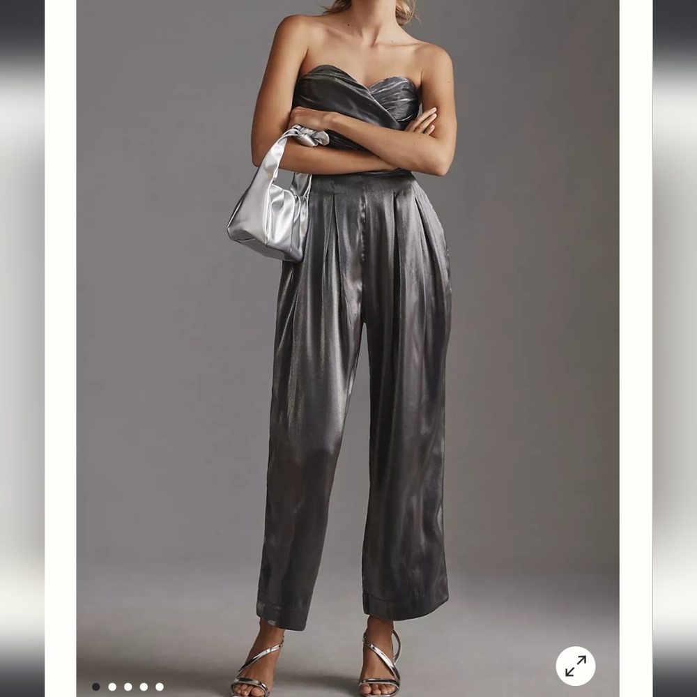 By Anthropologie Strapless Shine Jumpsuit